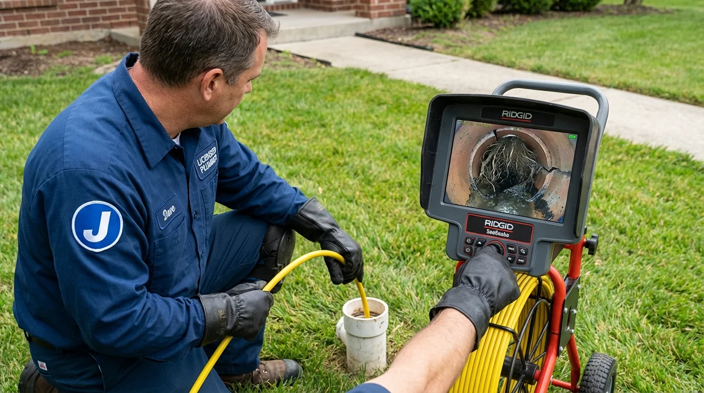 Sewer camera inspection being performed by Johns Plumbing LLC in Janesville