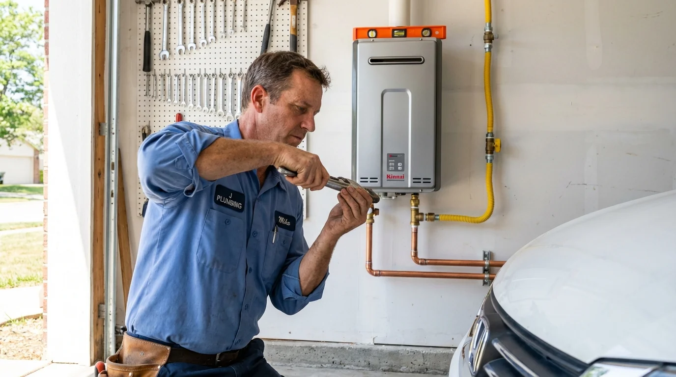 Tankless water heater installation by a Johns Plumbing LLC plumber in Janesville